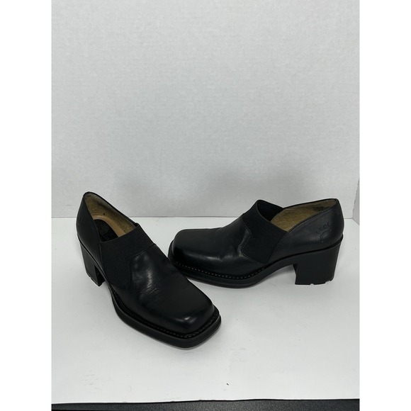 BareTraps Womens Chunky Heel‎ Loafers Black Size 10 Slip On Y2K Comfortable Chic - Picture 1 of 14